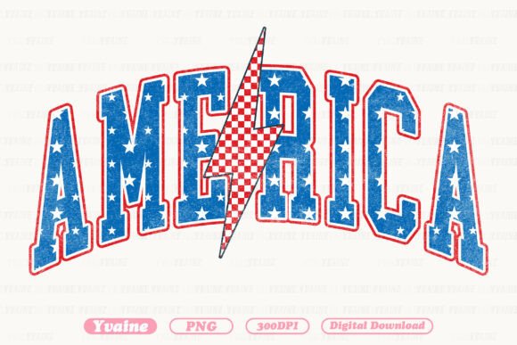 America Patriotic Varsity Lightning PNG: A Bold Graphic for 4th July