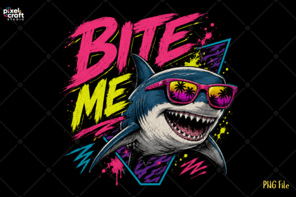 Bite Me Retro Shark 80s Sunglasses PNG: The Ultimate Summer Statement