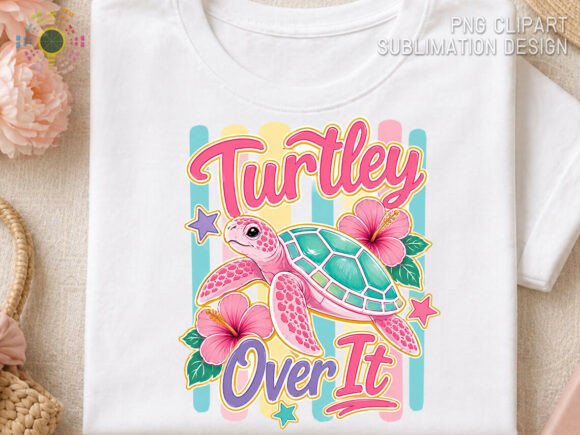 Bringing Playful Beach Vibes with Turtley Over It PNG