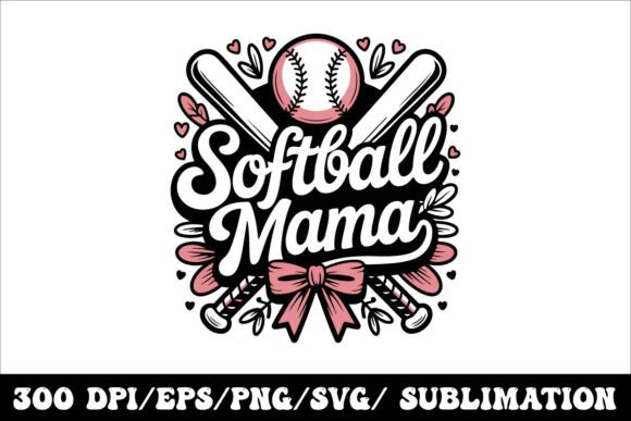 Cute Pink Bow Softball Mom Shirt Design for Game Day Style