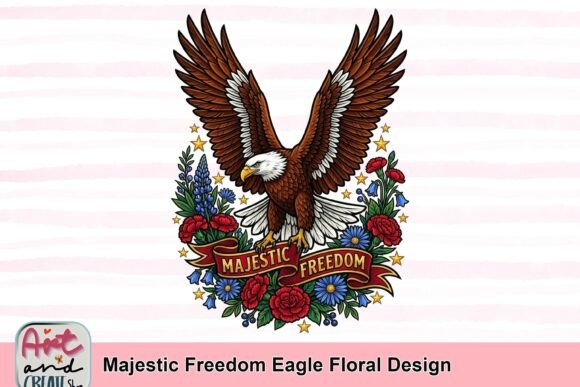 Majestic Freedom Eagle: A Bold Floral Design Asset