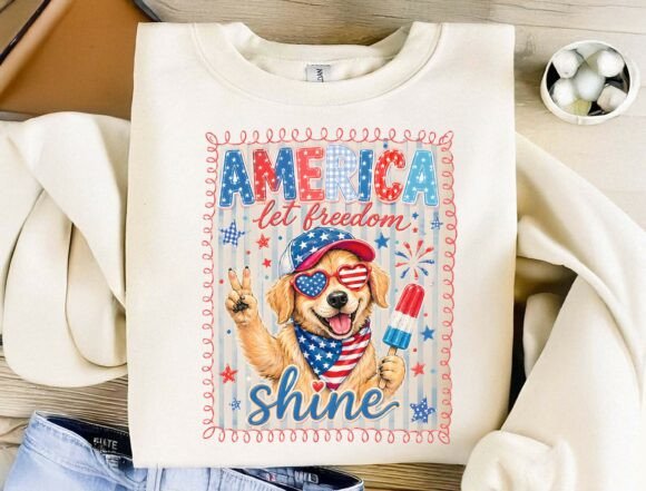 Patriotic Golden Retriever PNG: Your All-American Design Asset