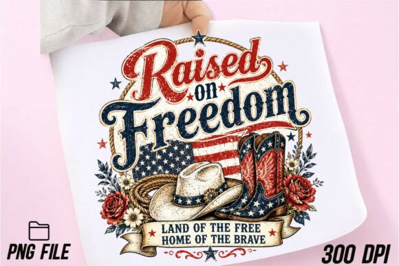 Raised on Freedom: A Western Patriotic Design Asset
