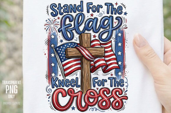 Stand for the Flag Cross Sublimation PNG: Faith and Patriotism Combined