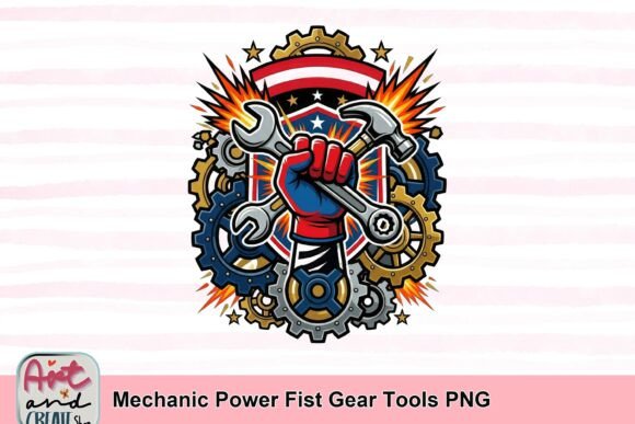 Unleash Bold Branding with the Mechanic Power Fist Gear Tools PNG